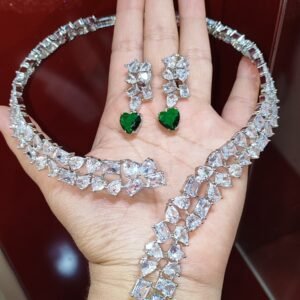Emerald Heart Designer Diamond Necklace Set