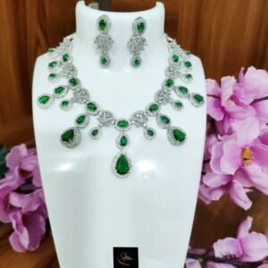 Emerald Green American diamond necklace set