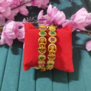 Lakshmi design Golden Polish multi color stones Bangles