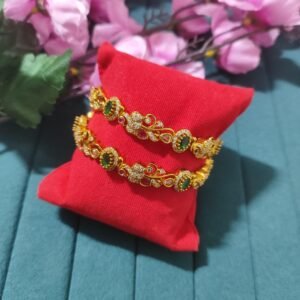 Peacock design Golden Polish CZ stone Bangles