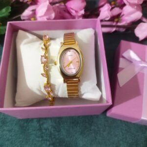 Anti tarnish Combo Watch with Tulip bracelet