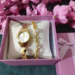 Anti tarnish Combo Watch with Tulip bracelet