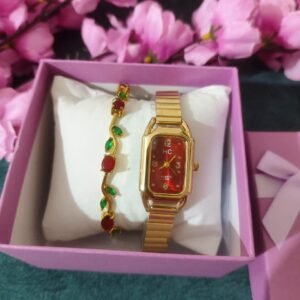 Anti tarnish Combo Watch with Tulip bracelet