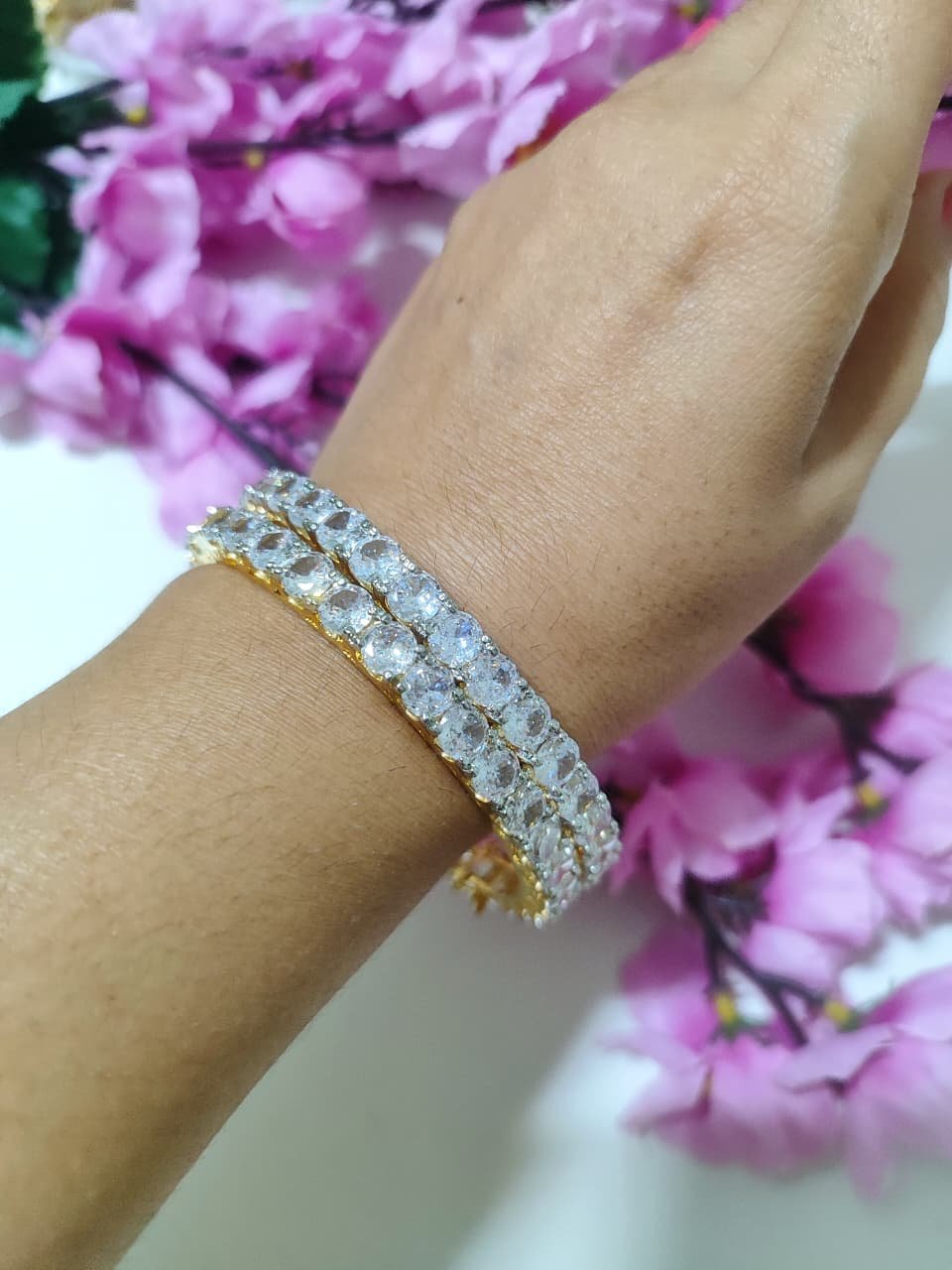 Solitaire Openable American diamond Bangles - Image 2
