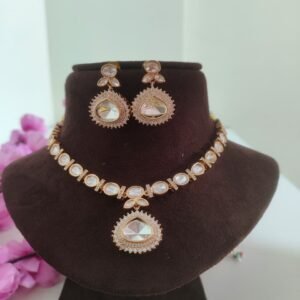 Moissanite necklace set in rose gold colour