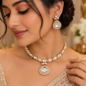 Moissanite necklace set in rose gold colour