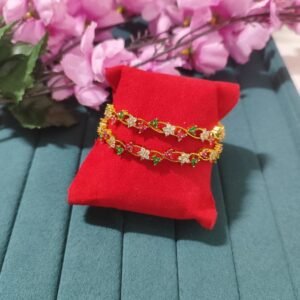 Floral design multi color golden bangles