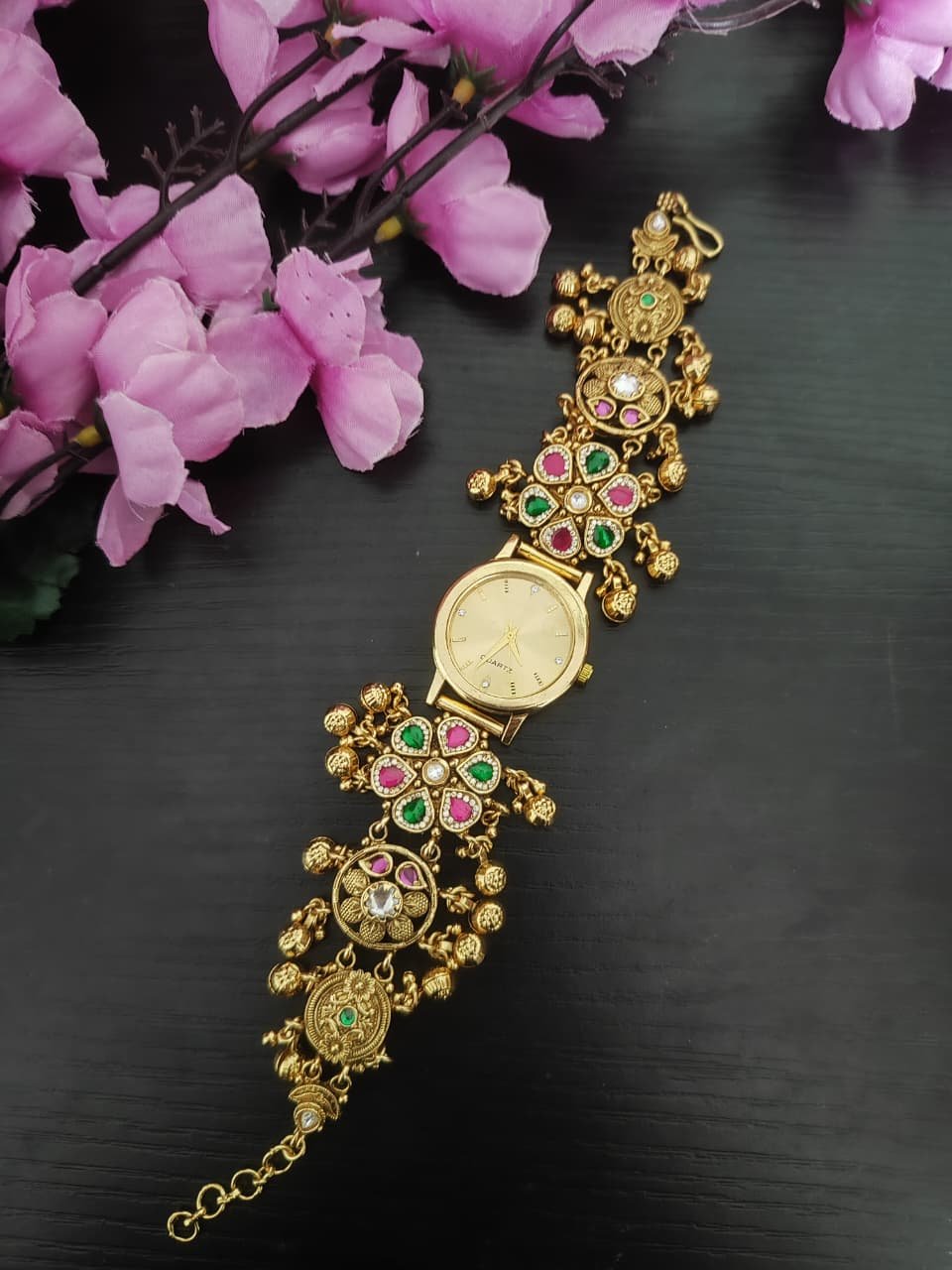 Heritage Ghunghroo watch with golden dial