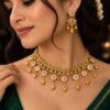 Rajwadi necklace set with Enameled Work - Thumbnail Image 1